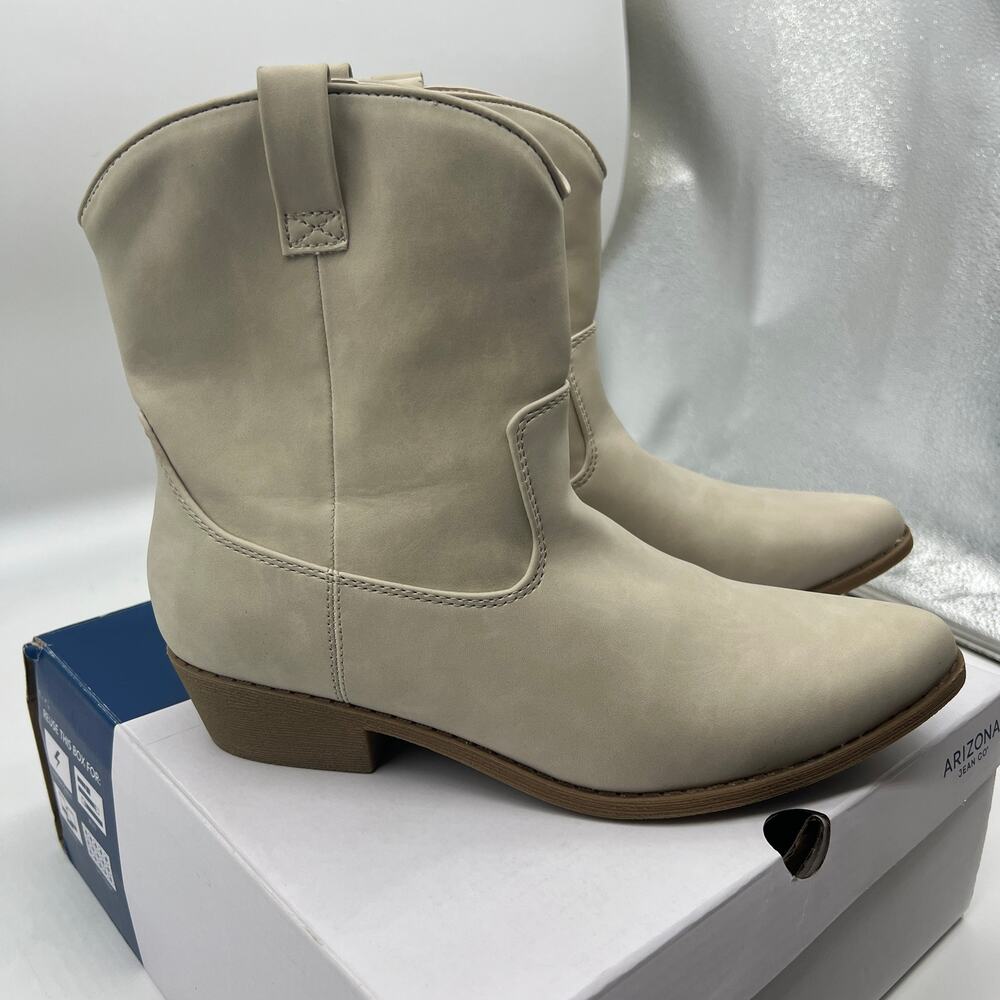 Arizona Jean Co Womens Western Heel Booties Meyer Boots Cream Color Size 8M